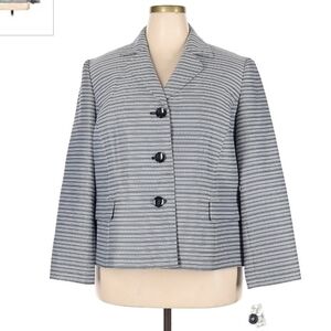 NWT Jones Studio Seperates Black White Striped Blazer Women's Size 20W Prep New